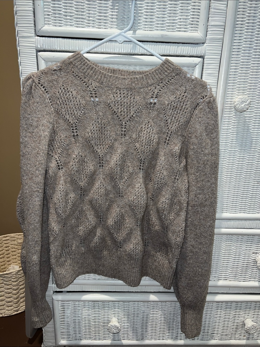 Old Navy Taupe Open-Knit Sweater